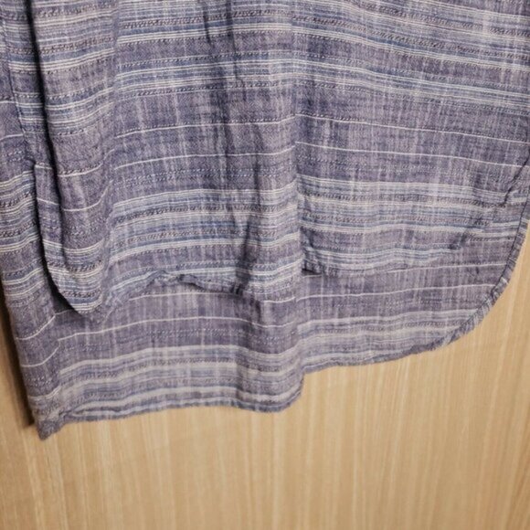 Merona Womens Blue Long Sleeve Cotton Striped Textured Print Tunic Medium - Picture 5 of 6